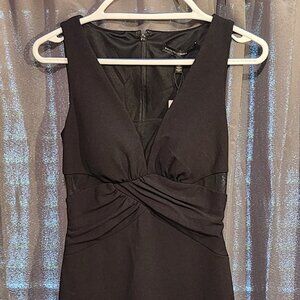 WHBM black sheath dress with mesh cutouts